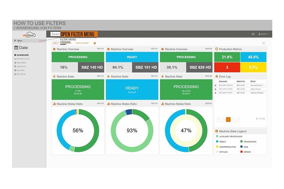 elucloud - How to use the filters elumatec